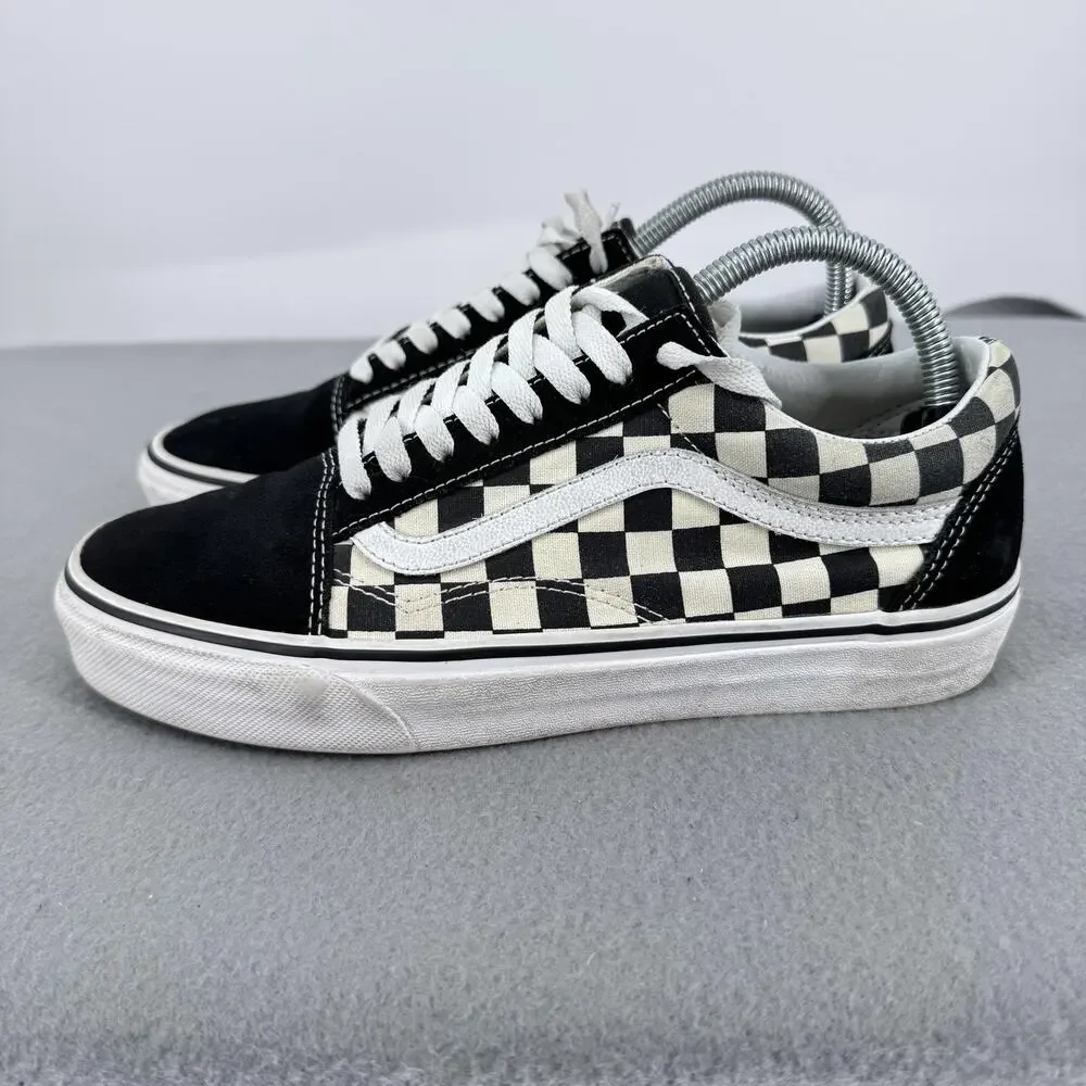 Vans Old Skool Shoes Mens 7 Womens 8.5 Black White Checkerboard Skate 500714